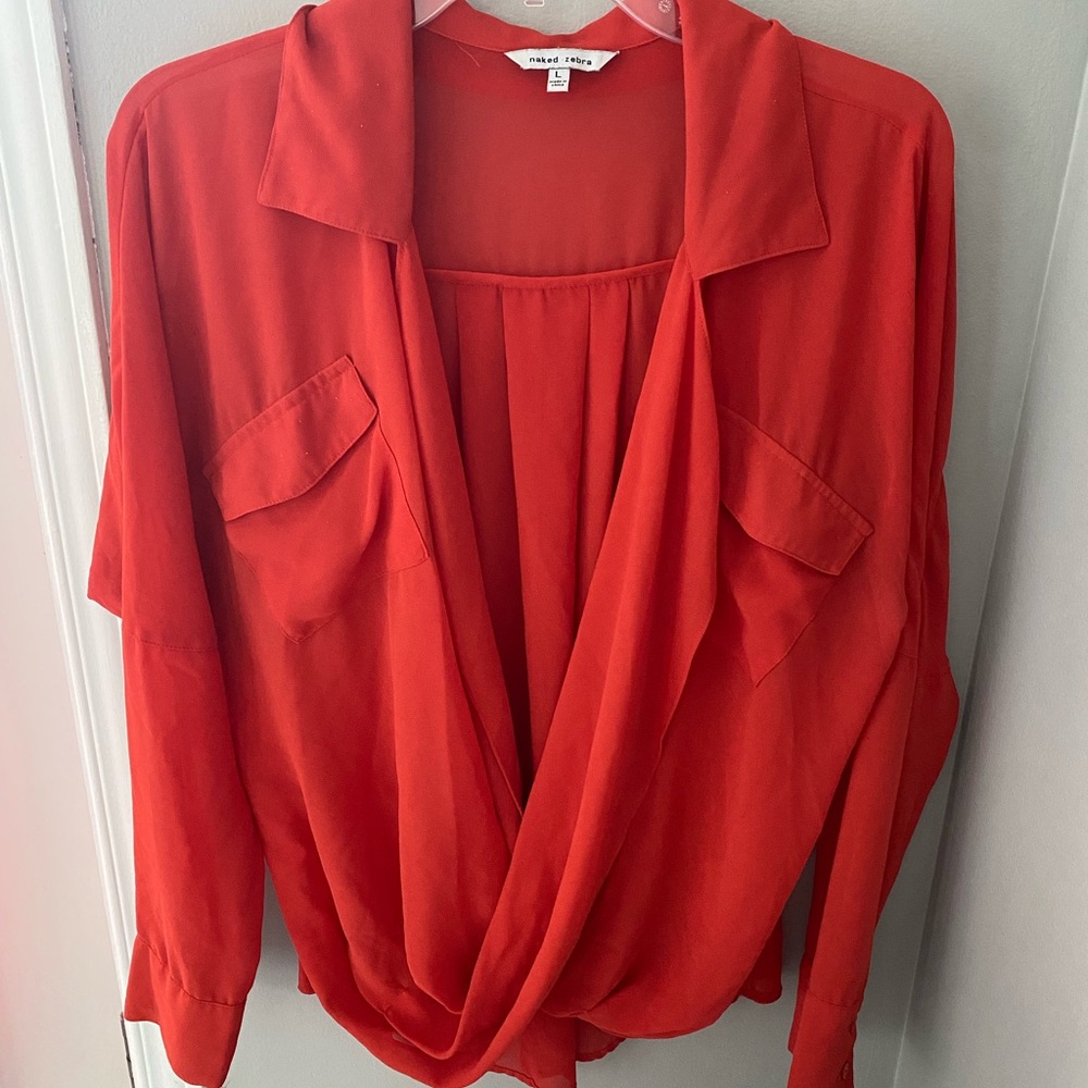 🔴 Naked Zebra Bold Orange Blouse